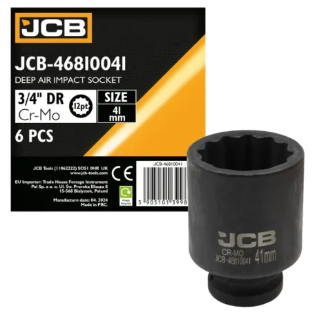 Головка ударна, торцева, глибока. (12-гранна) JCB Tools JCB-46810041, 3/4