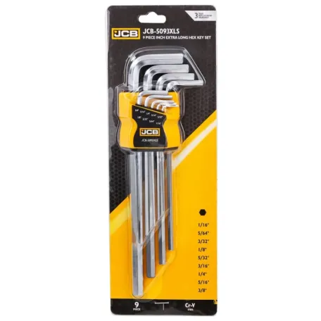 Haбіp Г-подіб. ключів подовжених HEX 9 од. JCB Tools JCB-5093XLS, (60958)
