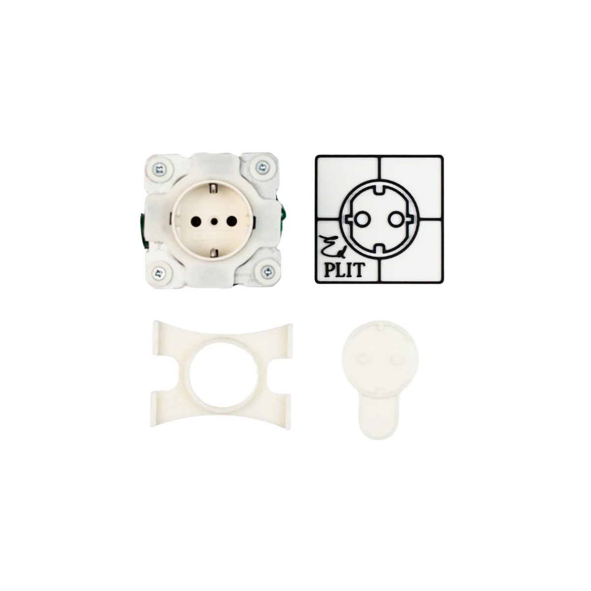 Механизм розетки EDPLIT тип F (Schuko), бежевый, без рамки (E40015)