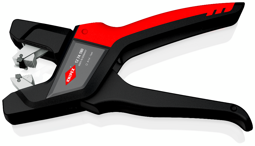 Автоматичні кліщі KNIPEX для зняття оболонки кабелів Ø 4,4–7,0 мм (12 74 180)